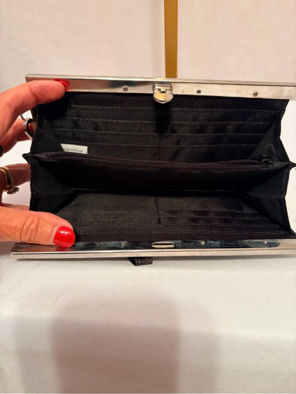 Dooney & Bourke Metallic Silver Croc-Embossed Wristlet